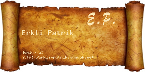 Erkli Patrik névjegykártya